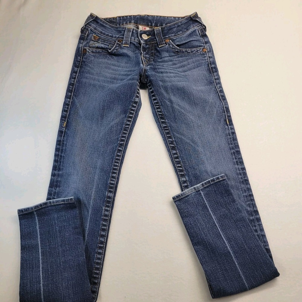 True Religion Skinny Jeans Womens 28‎ Blue Medium Wash Low Rise Made in USA